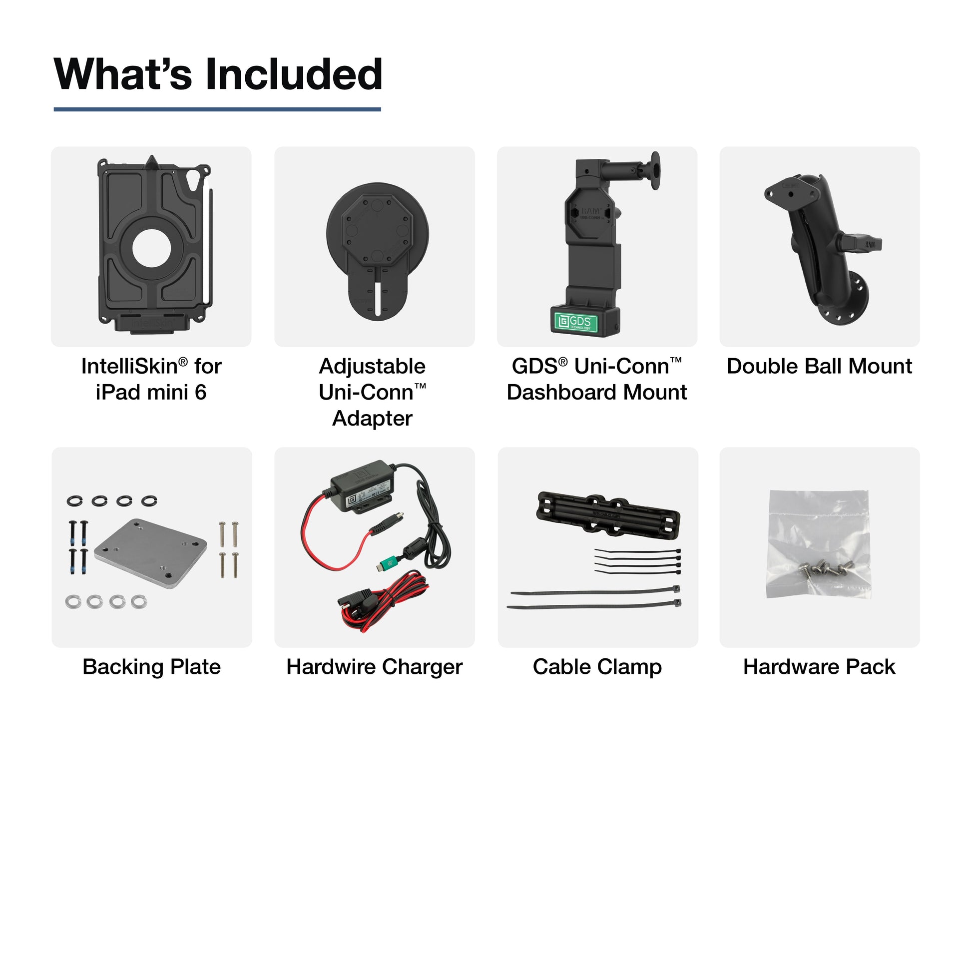 GDS® Uni-Conn™ Vehicle Bundle for Apple iPad mini (A17 Pro) & mini 6 (RAM-GDS-U4-AP36-KIT1)