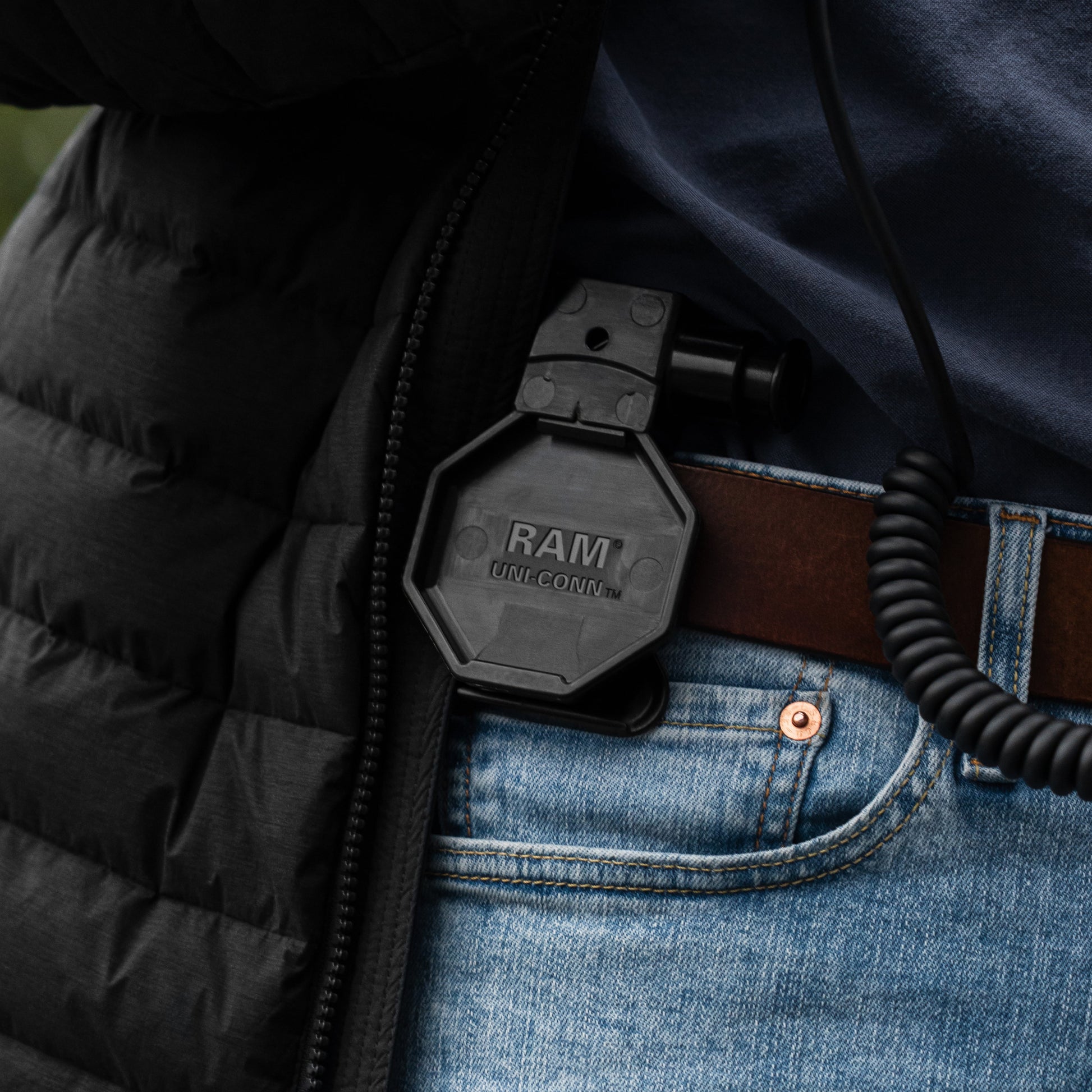 RAM® Belt Clip Holder with Release Button for GDS® Uni-Conn™ Button (RAM-HOL-BC-U1U)