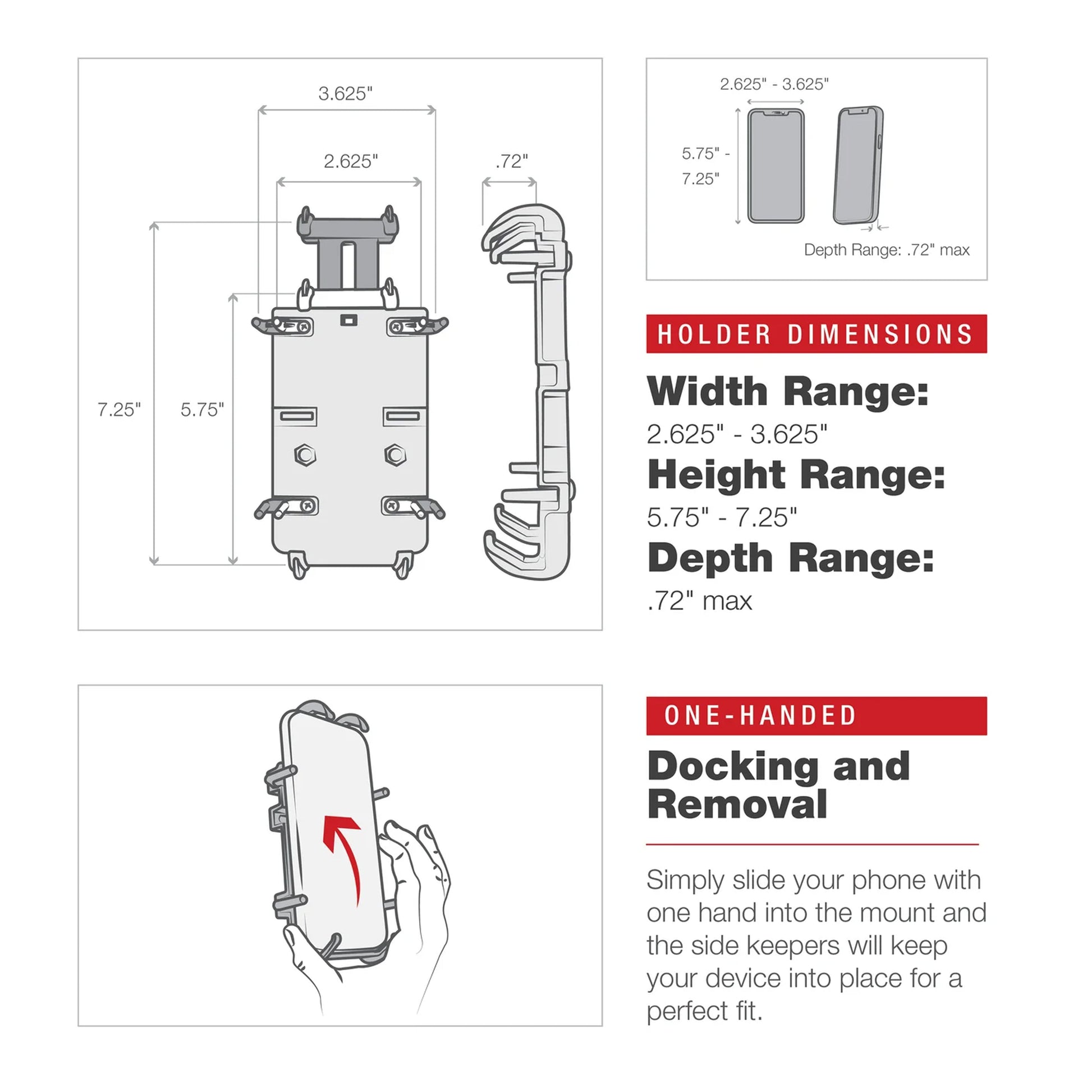 RAM® Quick-Grip™ XL Phone Mount with Rotating Low-Profile Tough-Claw™ (RAM-HOL-PD4-400-1RU)