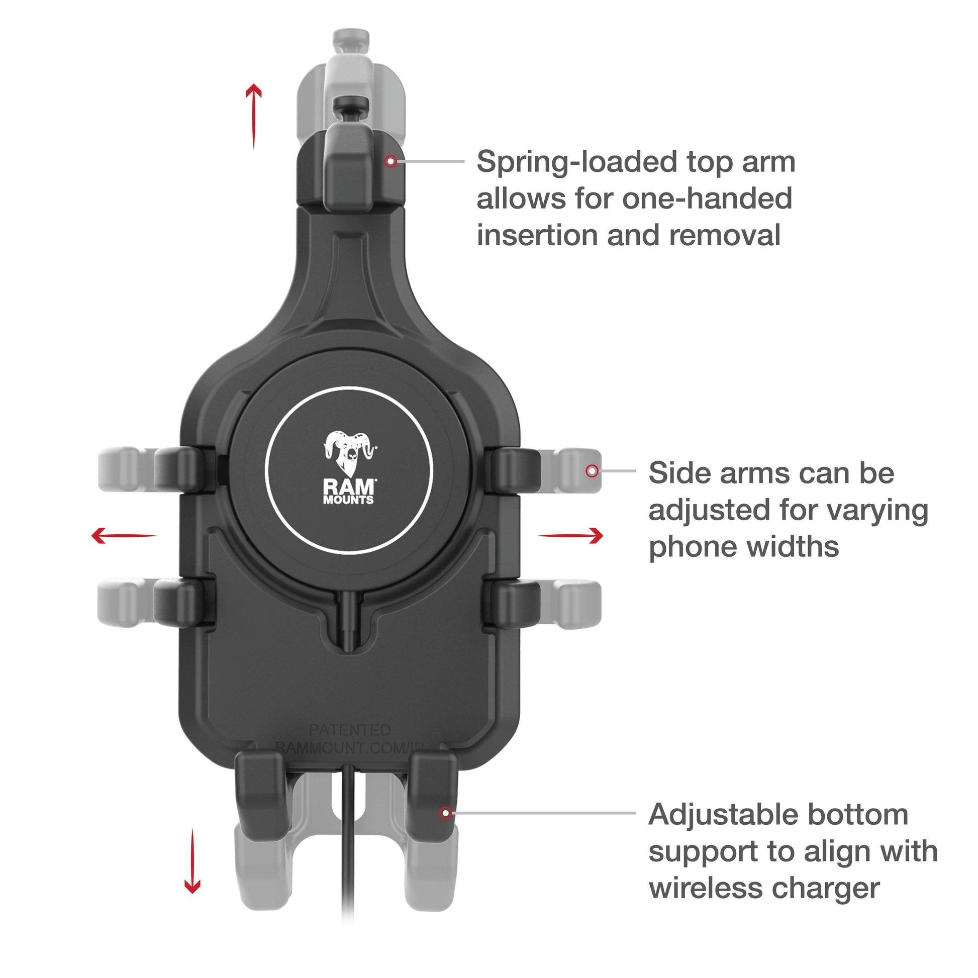 RAM® Quick-Grip™ Pro with Ball & Qi2 15W Wireless Charger (RAM-HOL-PD5B-W2MU)