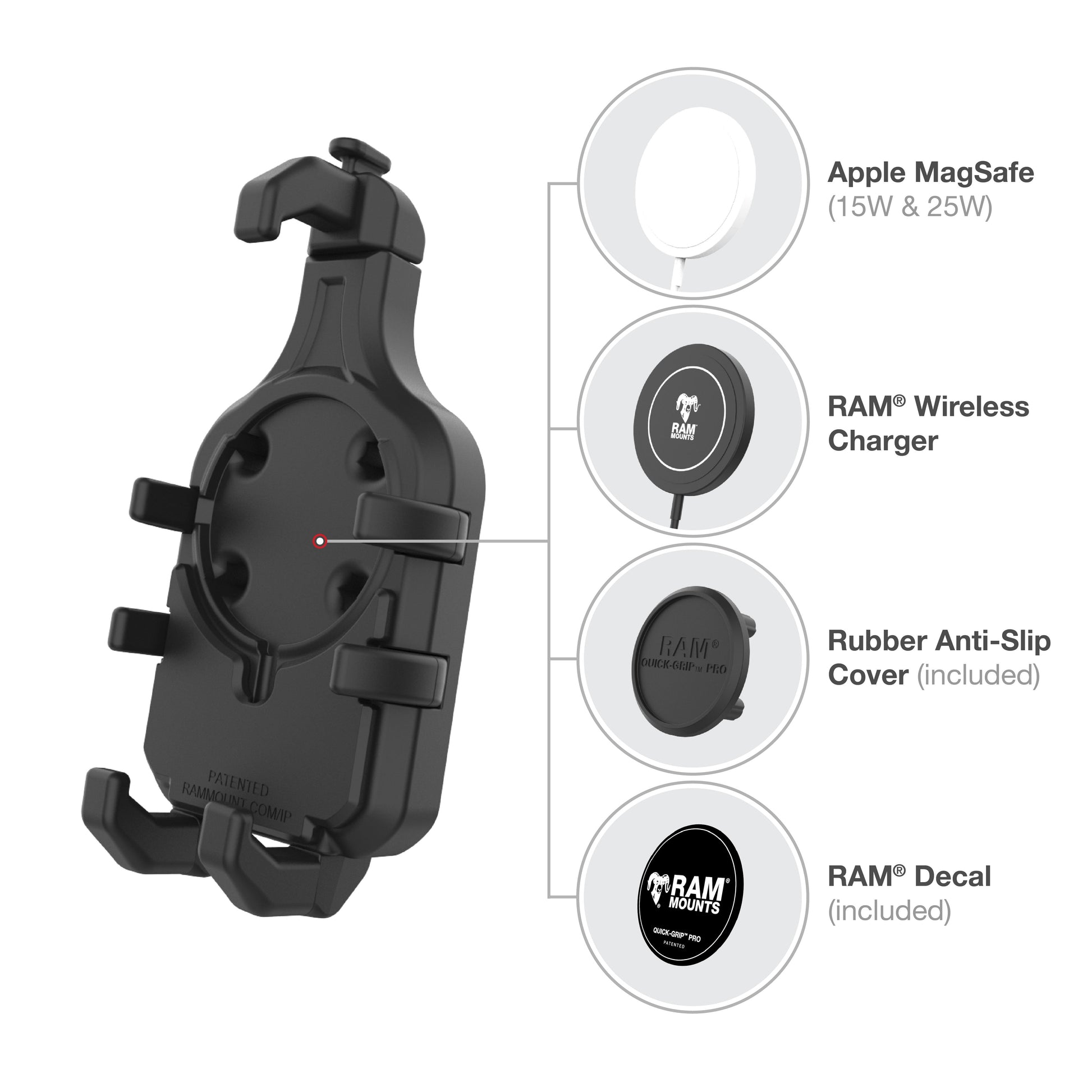 RAM® Quick-Grip™ Pro Phone Holder with Ball (RAM-HOL-PD5BU)