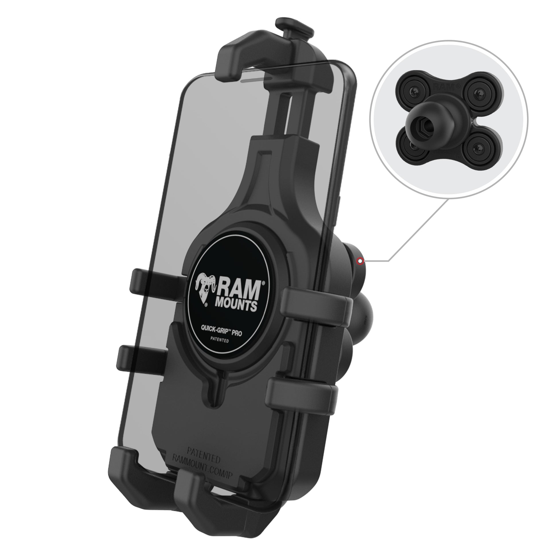 RAM® Quick-Grip™ Pro Phone Holder with Ball & Vibration Damper (RAM-HOL-PD5BVU)