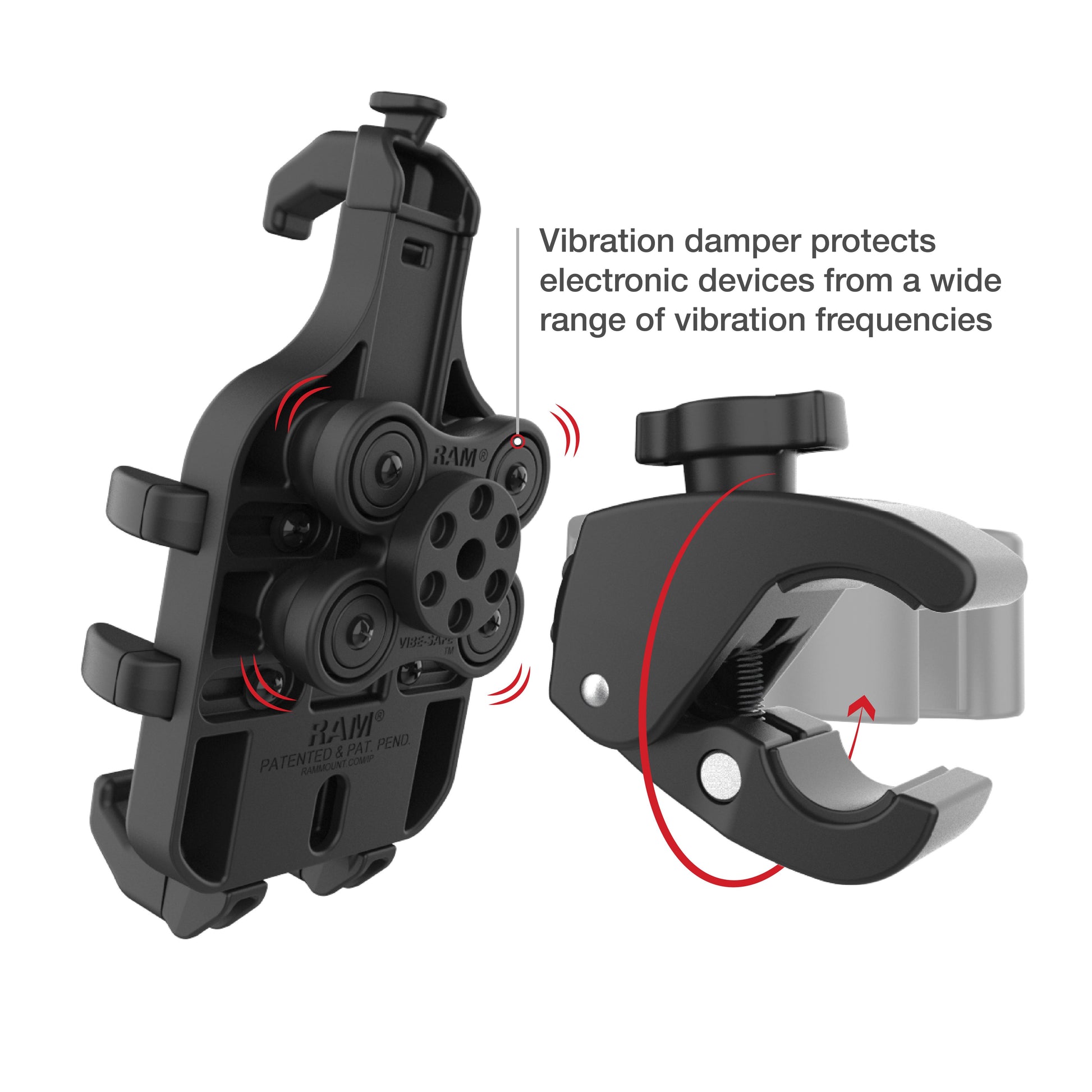 RAM® Quick-Grip™ Pro Vibration Damping Phone Mount with Tough-Claw™ (RAM-HOL-PD5V-400-1U)