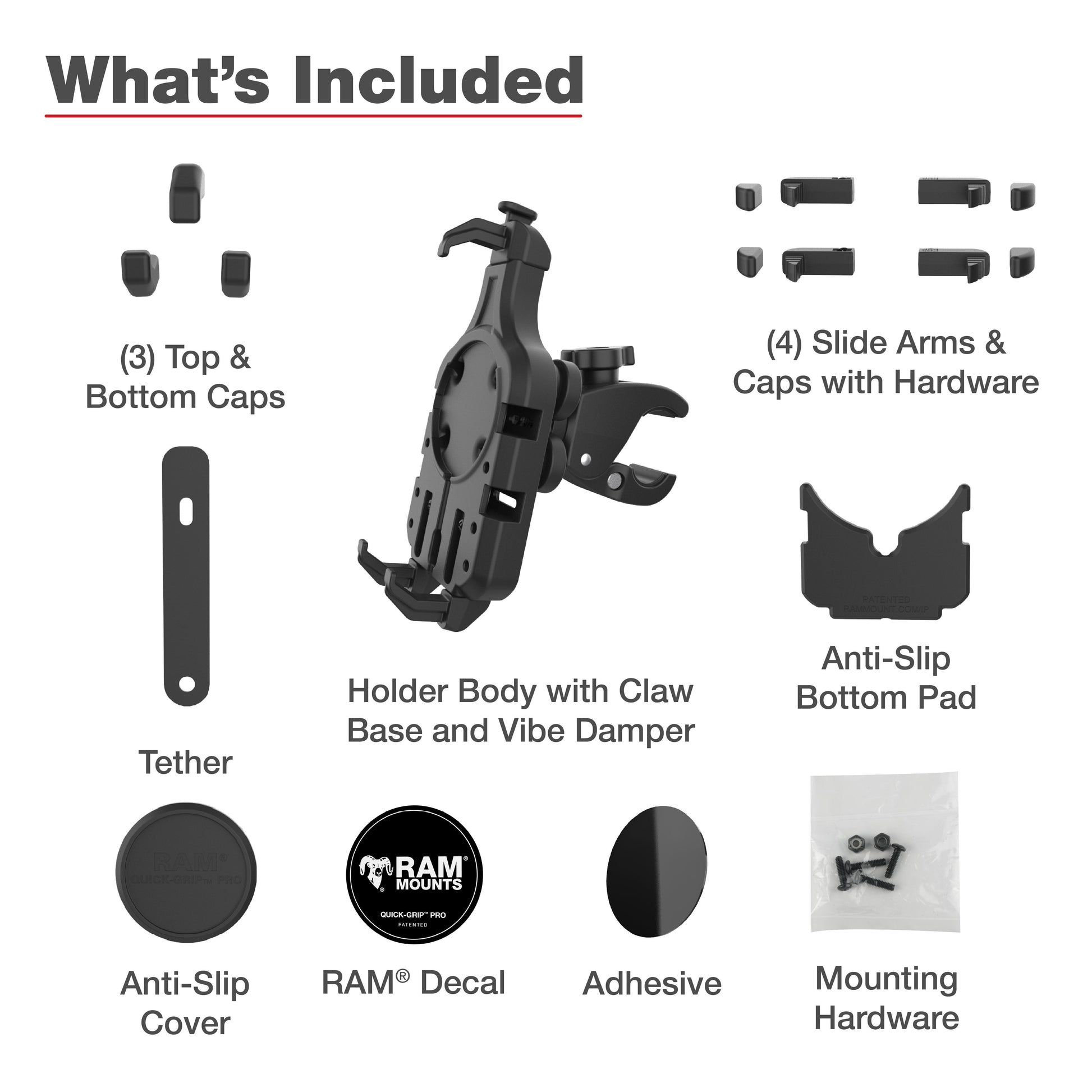 RAM® Quick-Grip™ Pro Vibration Damping Phone Mount with Tough-Claw™ (RAM-HOL-PD5V-400-1U)