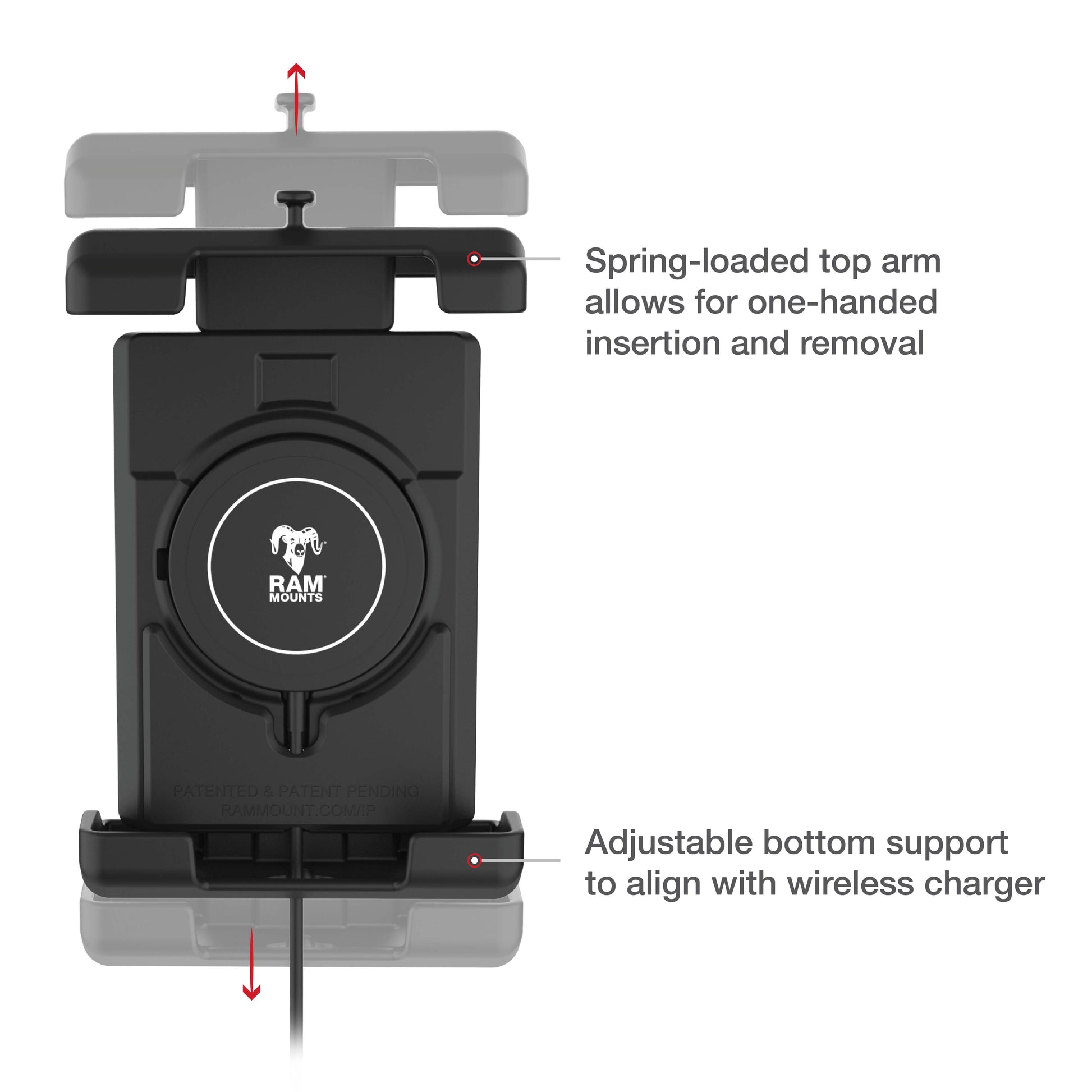 RAM® Quick-Grip™ Pro XL with Ball & Qi2 15W Wireless Charger (RAM-HOL-PD7B-W2MU)