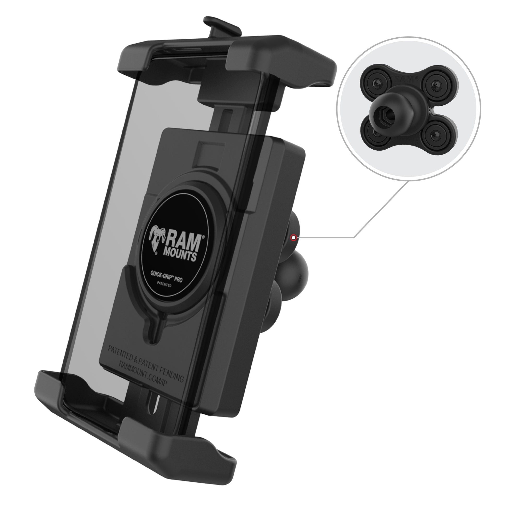 RAM® Quick-Grip™ Pro XL Phone Holder with Ball & Vibration Damper (RAM-HOL-PD7BVU)