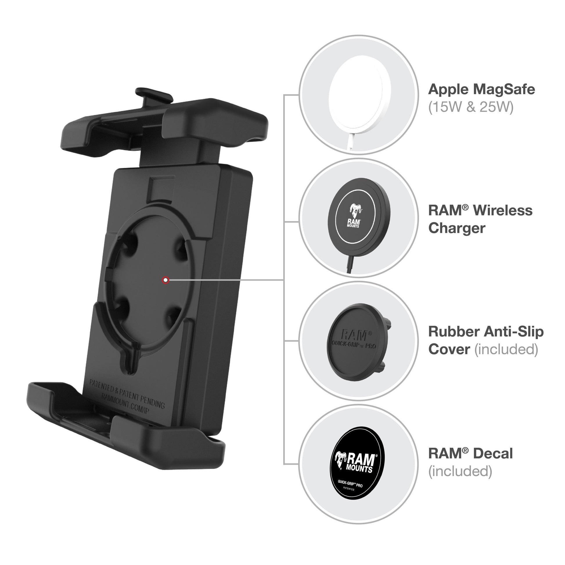 RAM® Quick-Grip™ Pro XL Phone Holder with Ball & Vibration Damper (RAM-HOL-PD7BVU)