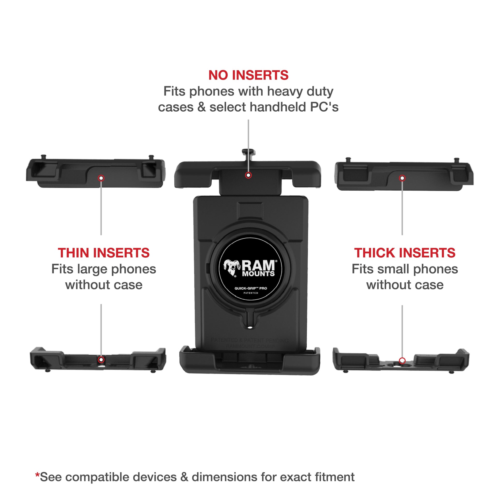 RAM® Quick-Grip™ Pro XL Vibration Damping Phone Mount with Tough-Claw™ (RAM-HOL-PD7V-400-1U)