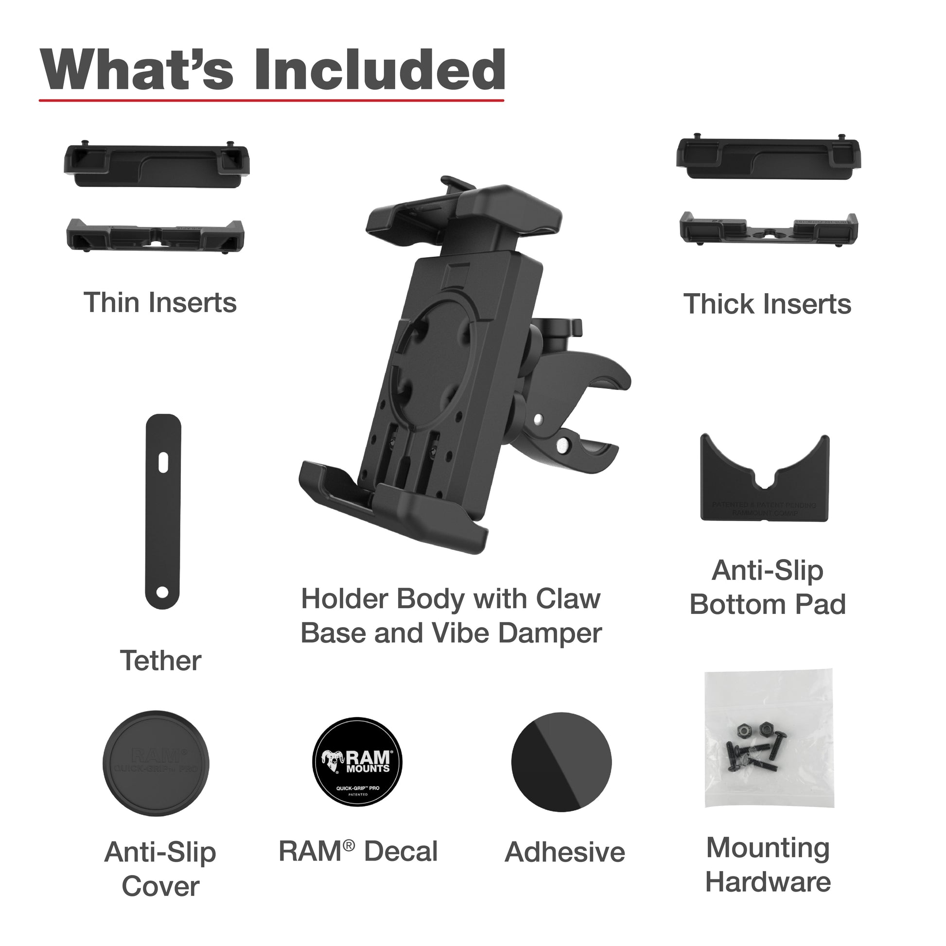 RAM® Quick-Grip™ Pro XL Vibration Damping Phone Mount with Tough-Claw™ (RAM-HOL-PD7V-400-1U)