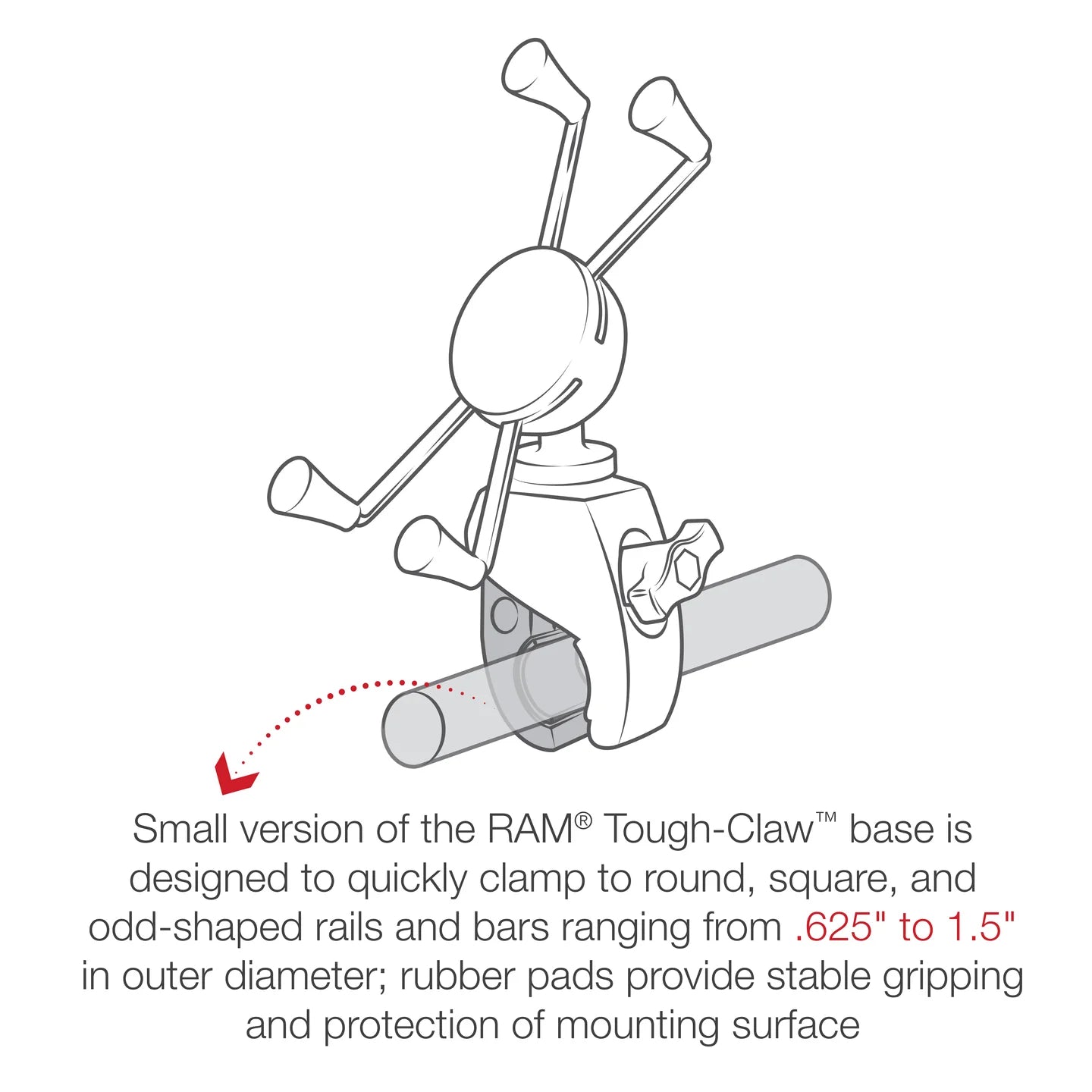 RAM Tough-Claw™ Mount w/ X-Grip® Large Phone Cradle (RAM-HOL-UN10-400U)