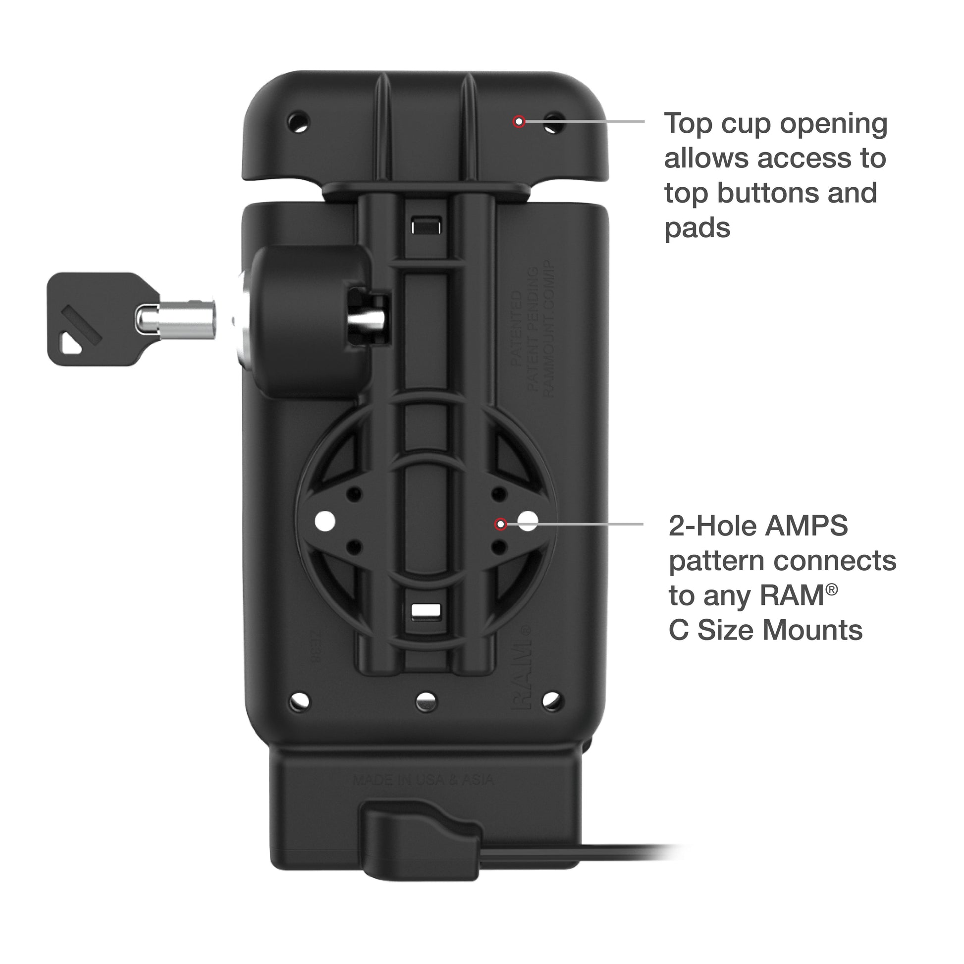 RAM® Powered Locking Vehicle Dock for Zebra EM45 (RAM-HOL-V15-ZE38PLU)