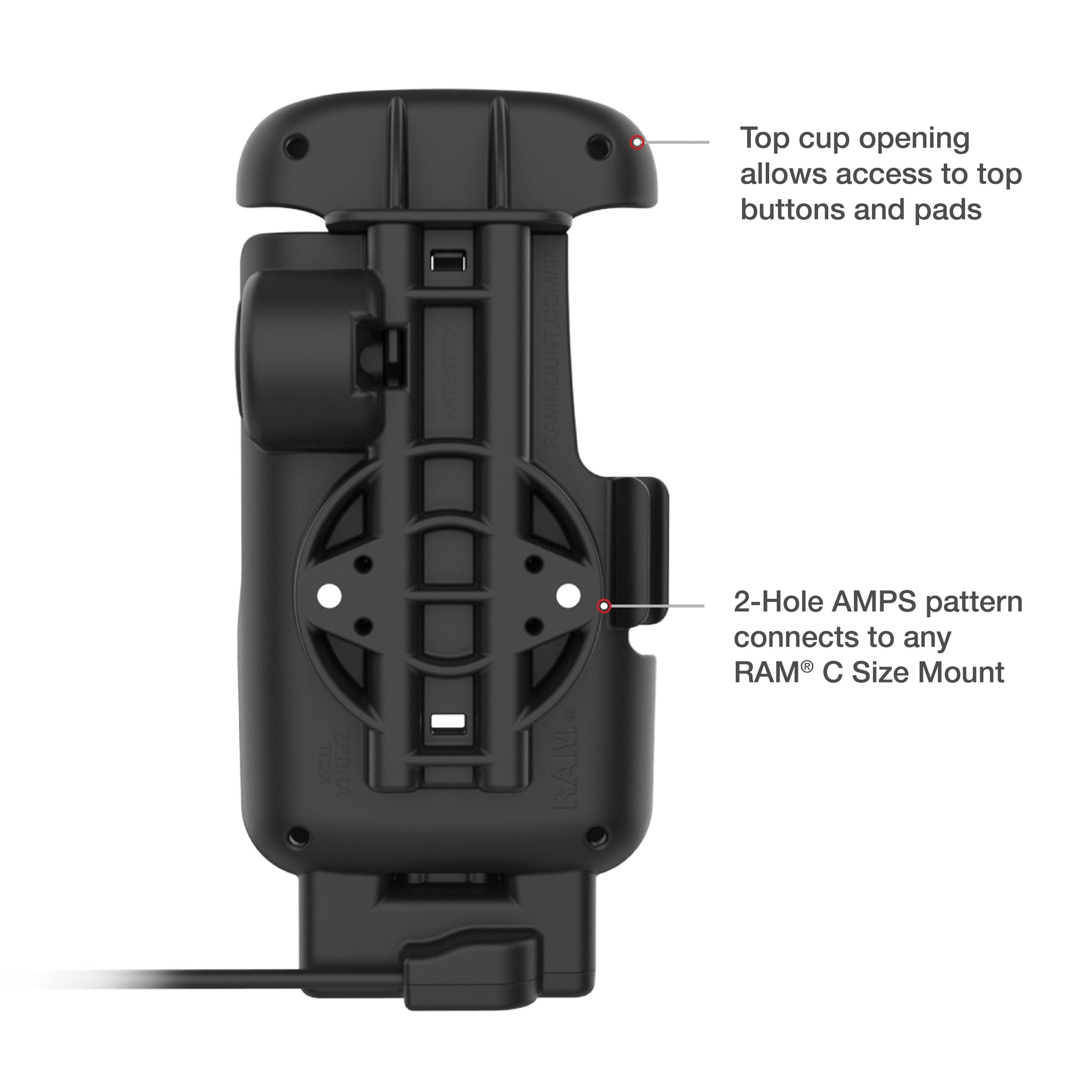 RAM® Form-Fit USB-C Dock for Zebra TC22 & TC27 without Boot (RAM-HOL-ZE24-C-1U)