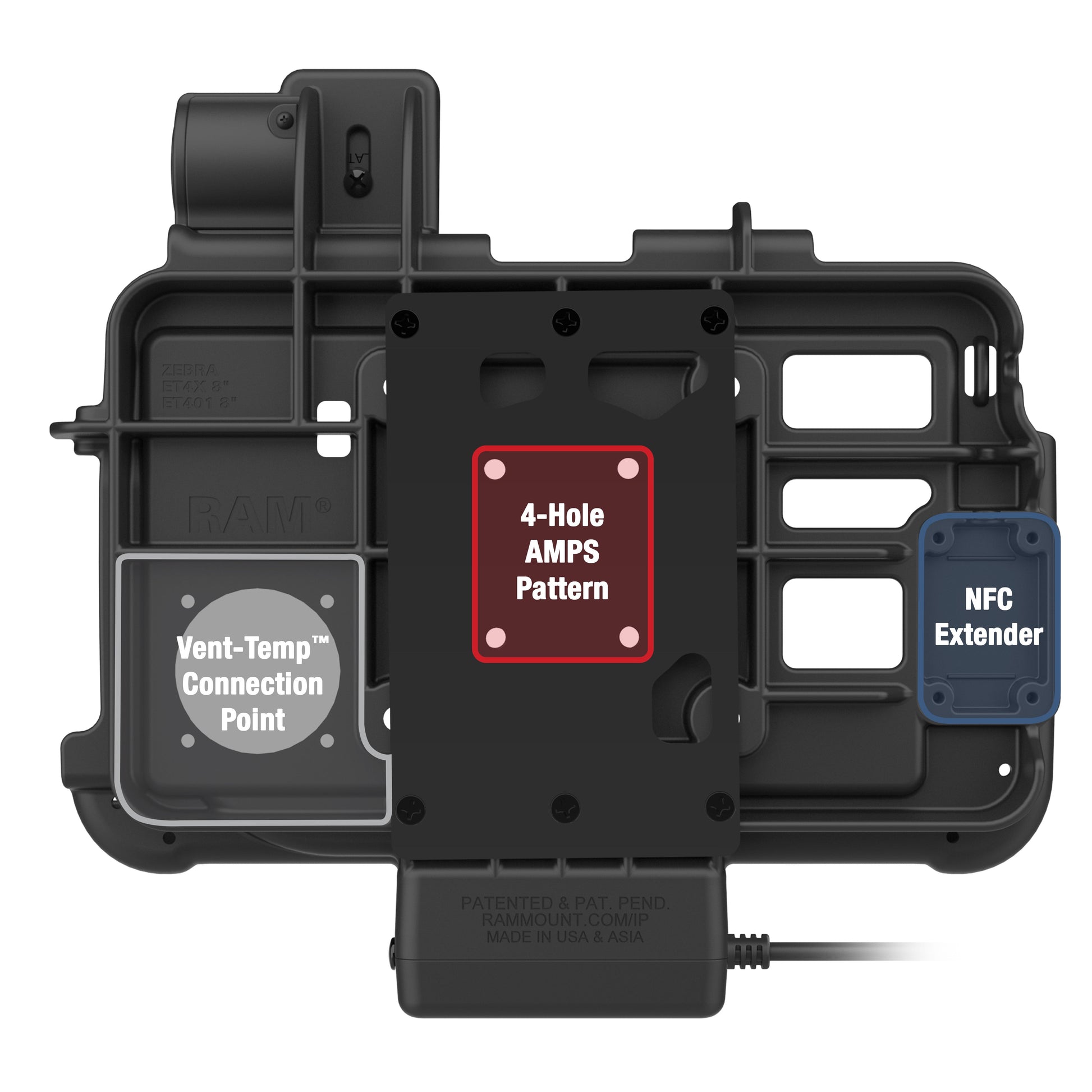 RAM® Thin-Dock™ for Zebra ET401 & ET4x 8" (RAM-HOL-ZE46PU)