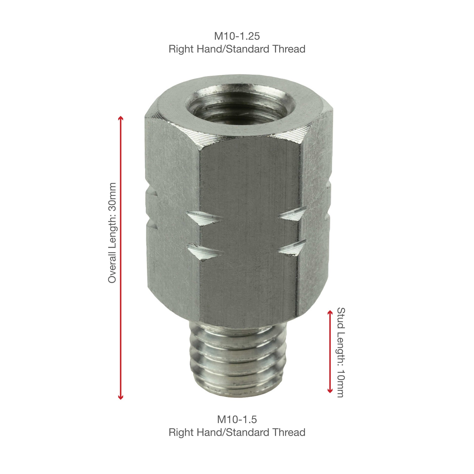 RAM® Female M10-1.25 to Male M10-1.5 Thread Adapter - 20mm Long (RAM-M10125-M1015)