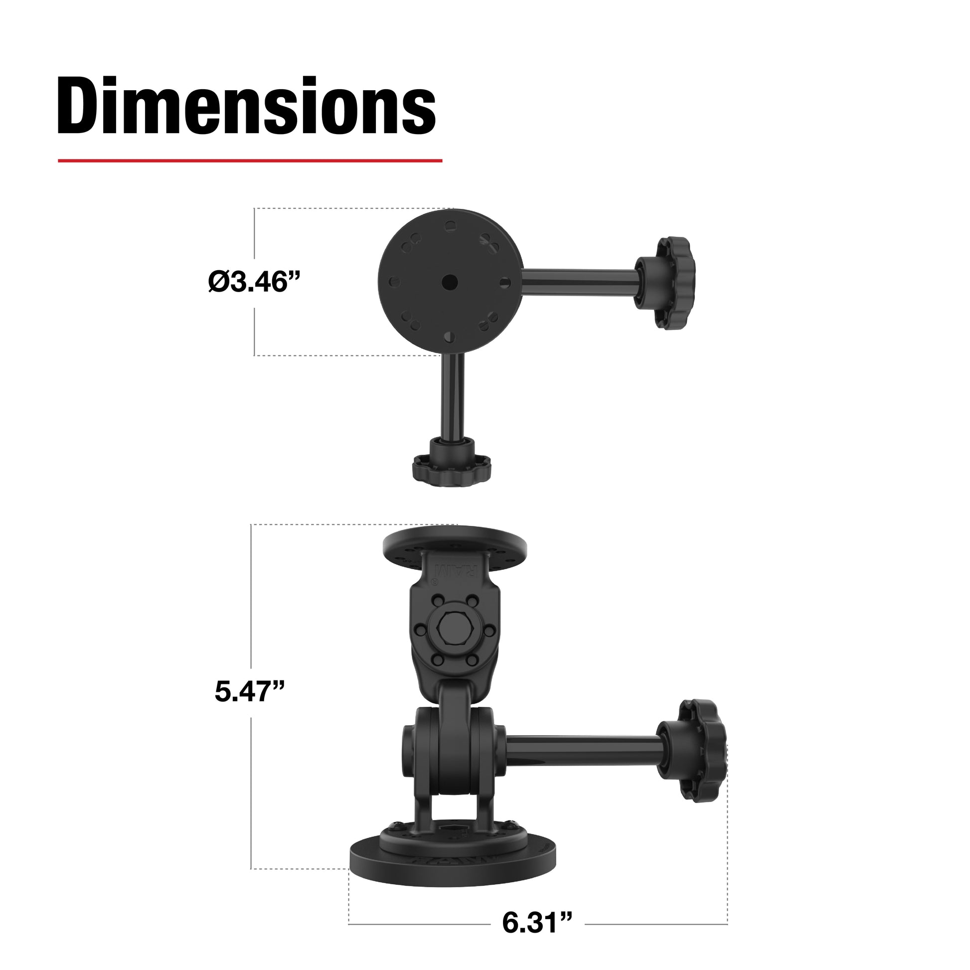 RAM® Dual 90-Degree Pivot Magnetic Mount with Knob (RAP-101-PV4-2P-MAG88U)