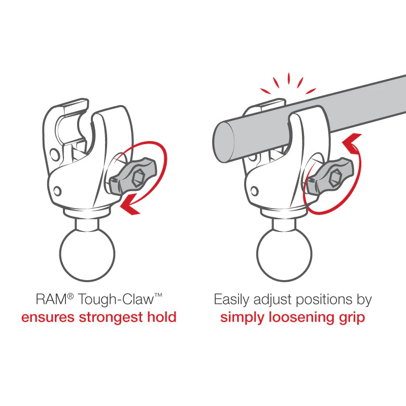 RAM Small Tough-Claw™ Base with Double Socket Arm and 1.5" Round Base Adapter (RAP-400-202U)