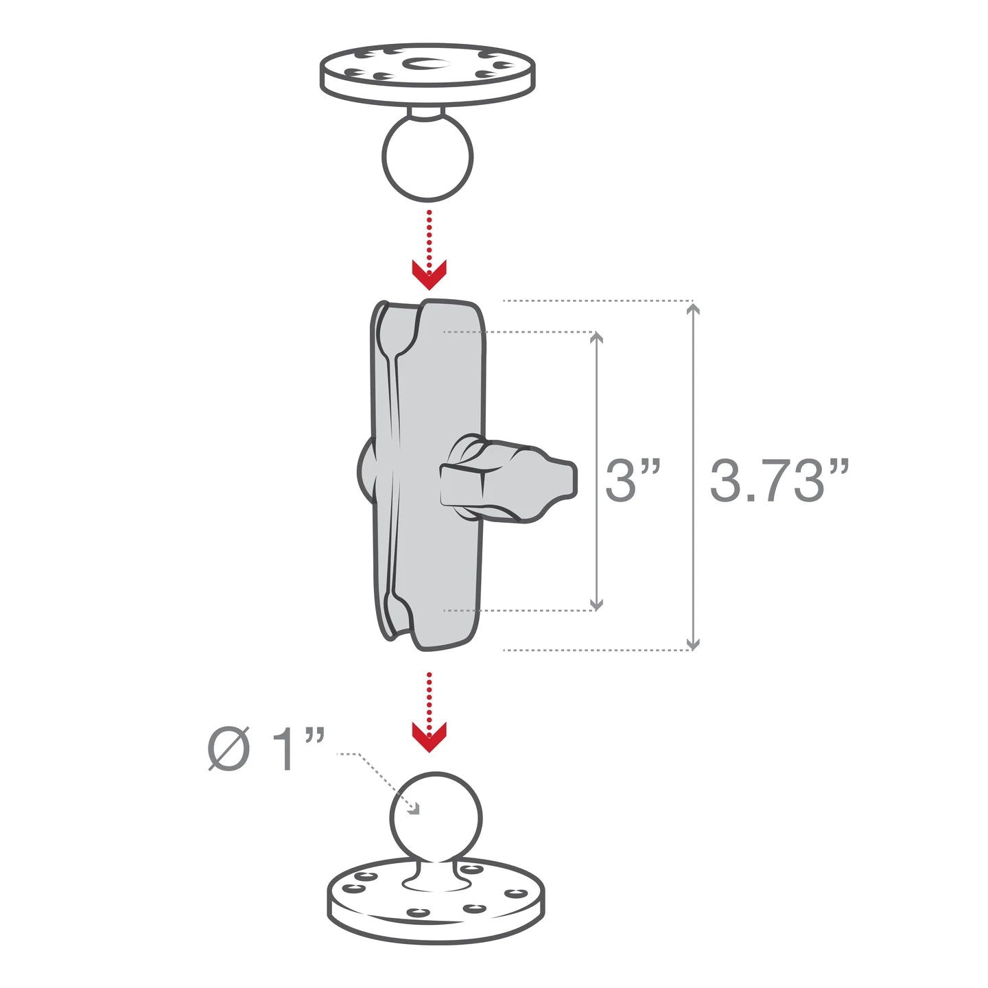 RAM Double Socket Arm for 1" Balls (RAP-B-201U)