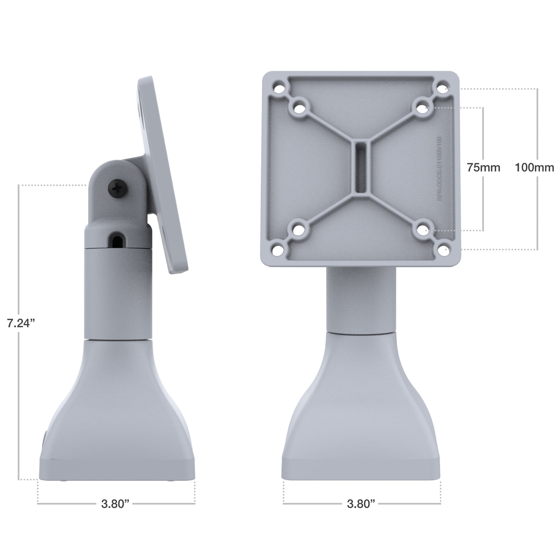 RAM® 7" Pedestal Mount with 100mm & 75mm VESA Patterns - Gray (RAP-D11-7-V100-GRY)