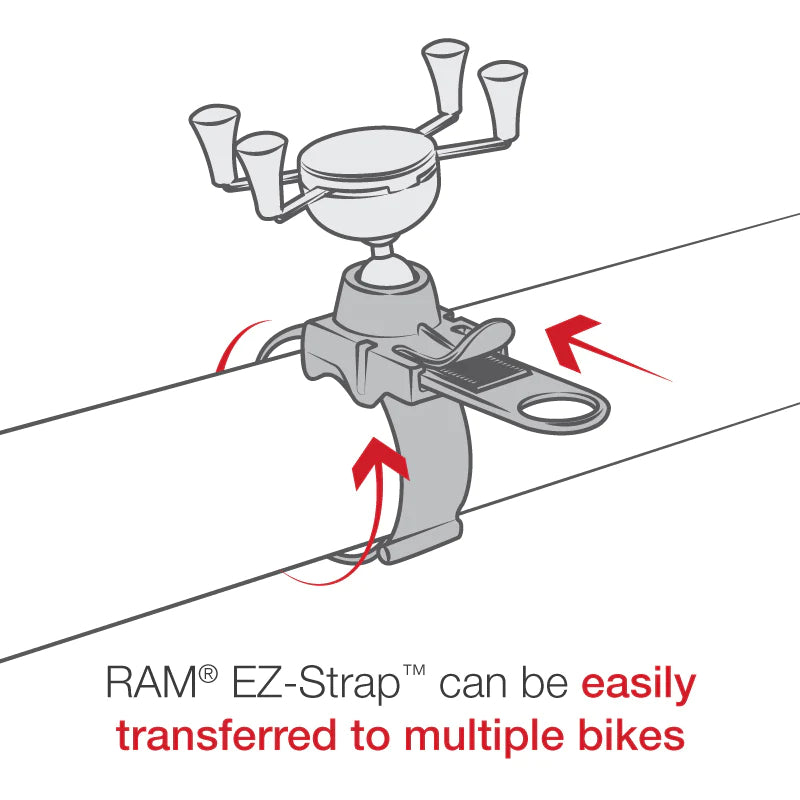 RAM EZ-Strap™ Rail Mount w/ X-Grip® Universal Phone Cradle (RAP-SB-187-UN7U)