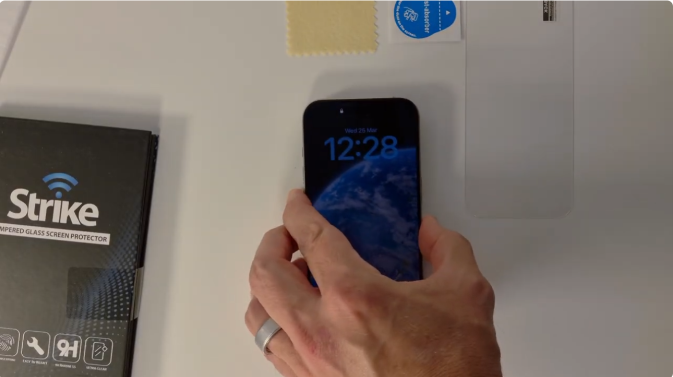 Load video: How to Install the Strike Tempered Glass Screen Protector