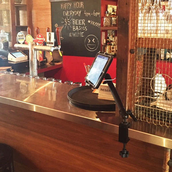 Tablet-mounted-on-counter-top-as-point-of-sale-by-Strike-Alpha