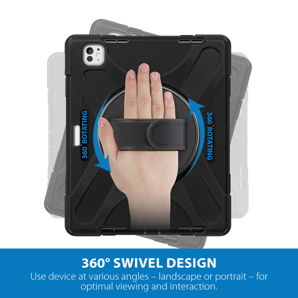 Apple iPad Pro 13 (2024) Rugged Case with Hand Strap Lanyard