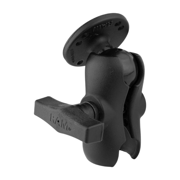 RAM® Double Socket Arm with Round Ball Plate - C Size Short (RAM-103U-B)