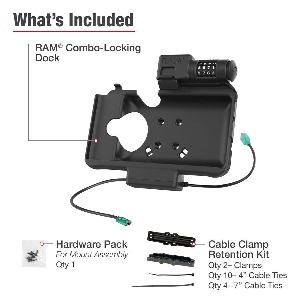 RAM® Combo Locking Power + Data Dock for Samsung Tab Active5 & 3 (RAM-HOL-SAM58CPCL-1AU)
