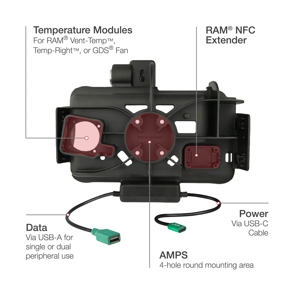RAM® Locking Modular Power + Single USB Dock for Samsung Tab Active5 & 3 (RAM-HOL-SAM58CPKLN-1AU)