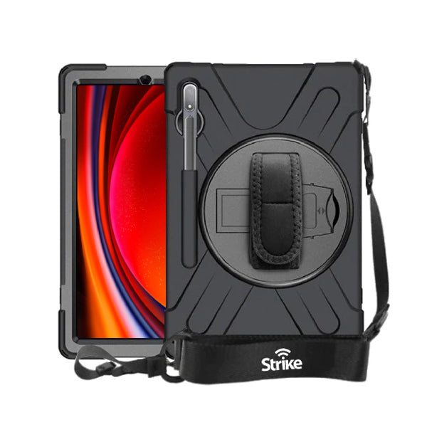 Strike Rugged Case with Hand Strap and Lanyard for Samsung Galaxy Tab S9 Ultra
