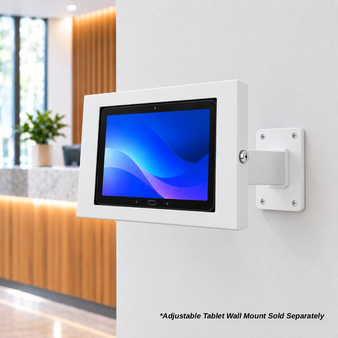 Strike Universal Anti-Theft Tablet Enclosure (White) with Adjustable Tablet Wall Mount