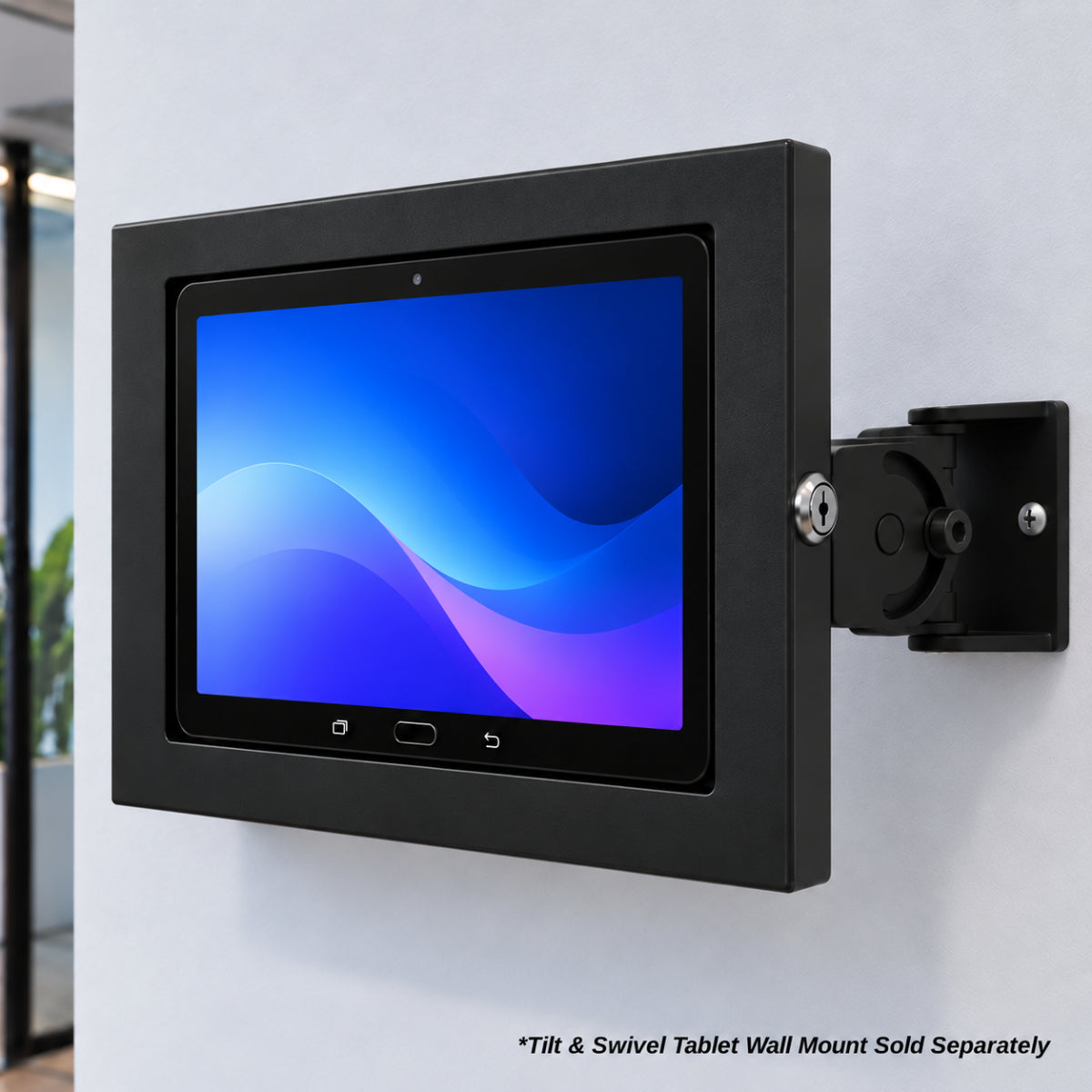 Strike Universal Anti-Theft Tablet Enclosure (Black) with Tilt and Swivel Wall Mount