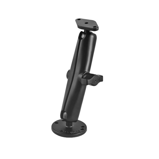 RAM 1" Ball Flat Surface Mount w/ Long Double Socket Arm 2.5" Round & Diamond Base (RAM-B-138U-C)