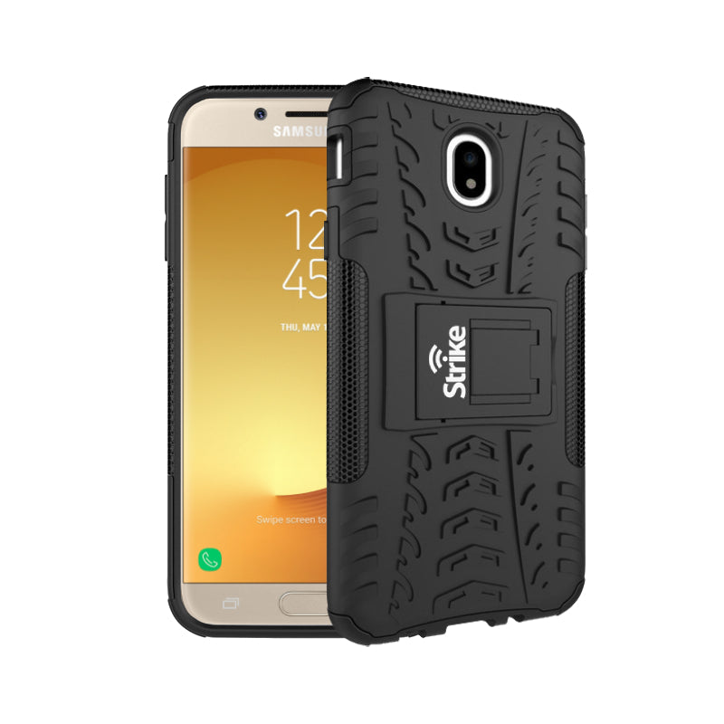 Strike Rugged Case with Tempered Glass Screen Protector for Samsung Galaxy J7 Pro