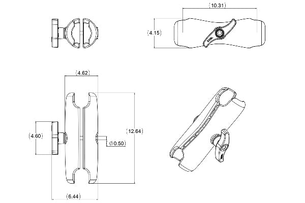 RAM Double Socket Arm for 3.38" Balls (RAM-E-201U)