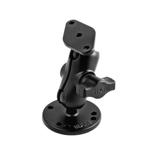 RAM 1" Ball Mount with Short Double Socket Arm 2.5" Round Base & Diamond Base (RAM-B-138U-A)