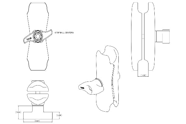 RAM Medium Length Socket Arm for D Size 2.25" Balls (RAM-D-201U)