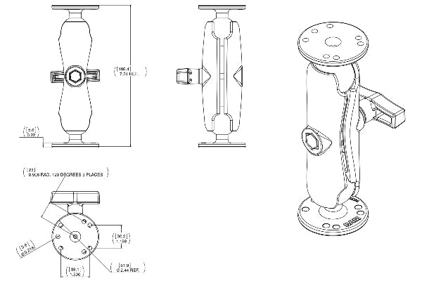 RAM Universal C Size 1.5" Ball Mount (RAM-101U)