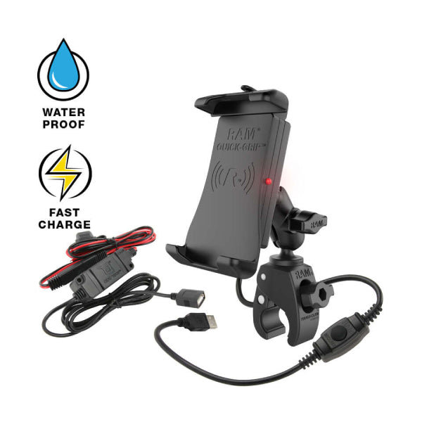 RAM® Quick-Grip™ Waterproof Wireless Charging Mount with Tough-Claw™ (RAM-B-400-A-UN14W-V7M)