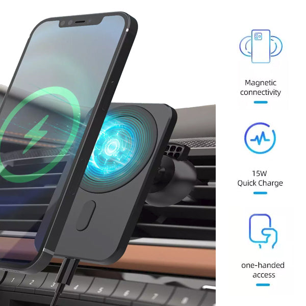 Strike iPhone 12 and iPhone 13 Wireless Charging Magnetic Car Phone Holder (Black)