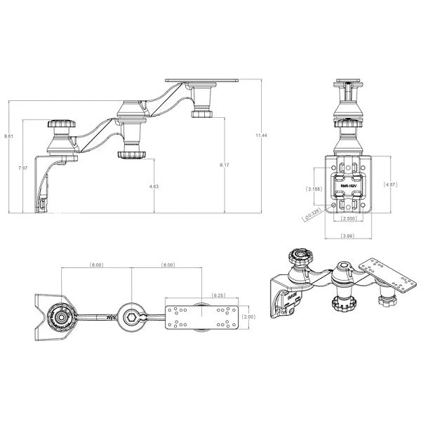 RAM® Vertical 12" Swing Arm Mount for Fishfinders & Plotters (RAM-109V-1U)