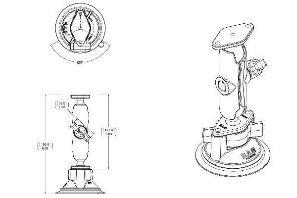 RAM Suction Cup Twist Lock Base (RAM-B-166U)