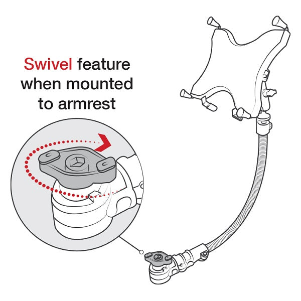 RAM® Tablet Mount for Wheelchairs with Quick Release & Swivel Feature (RAP-AAPR-WCT-114P-18-UN9U)