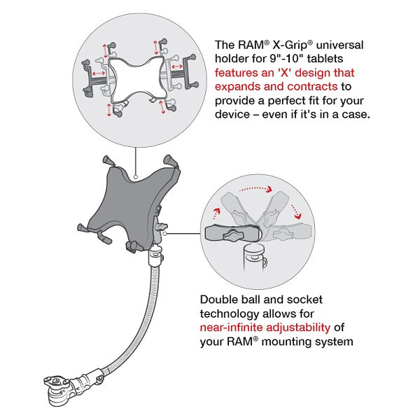 RAM® Tablet Mount for Wheelchairs with Quick Release & Swivel Feature (RAP-AAPR-WCT-114P-18-UN9U)